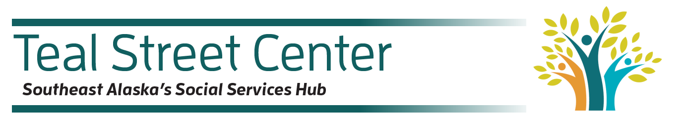 Teal Street Center header, with a stylized tree logo